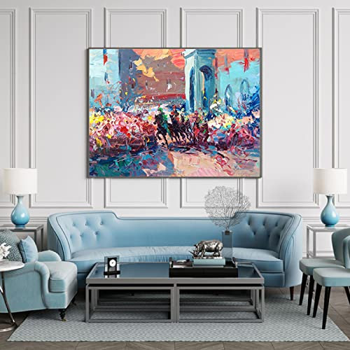 Taxpy Pferde Malerei Italien Ölgemälde auf Leinwand Großes Wandkunstbild Raumdekor Ästhetische Inneneinrichtung Heimdekoration, 40 x 50 cm ohne Rahmen
