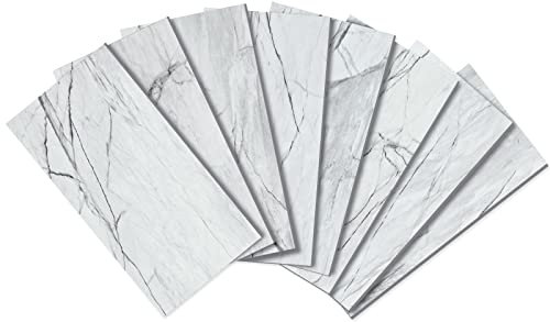 Midcard 98 pezzi Peel and Stick Backsplash SPC Wall Tille, statuario marmo bianco metro stick su backsplash per cucina e bagno (pietra calcare)