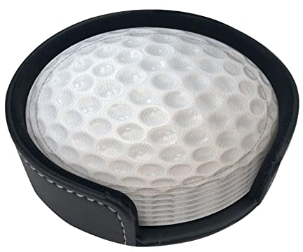 Golf Untersetzer für Getränke mit Halter Leder Untersetzer 6er Set für Couchtisch