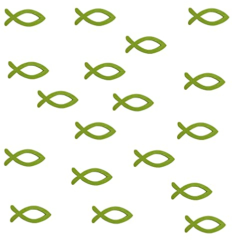 Oblique Unique® 18 Holz Fische in Grün aus Echtholz als Tischdeko Streuartikel Streudeko für Taufe Kommunion Konfirmation Firmung Taufdeko