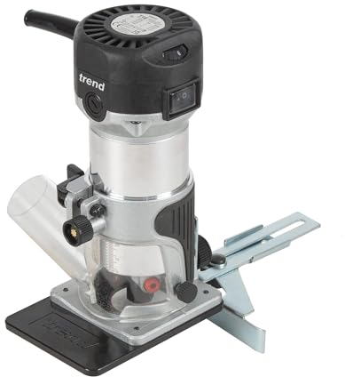 Trend T1 Oberfräse mit erweiterter Trimmbasis, 8mm Spannzange, 710W, 230V, Kompaktes Trimm-Werkzeug, T1ETS/EURO