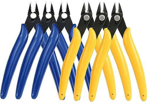 6Pcs Side Cutters Flush with Spring,Small Wire Cutters for Jewelry Making,Precision Wire Snips,Side Cutting Pliers,Zip Tie Cutter
