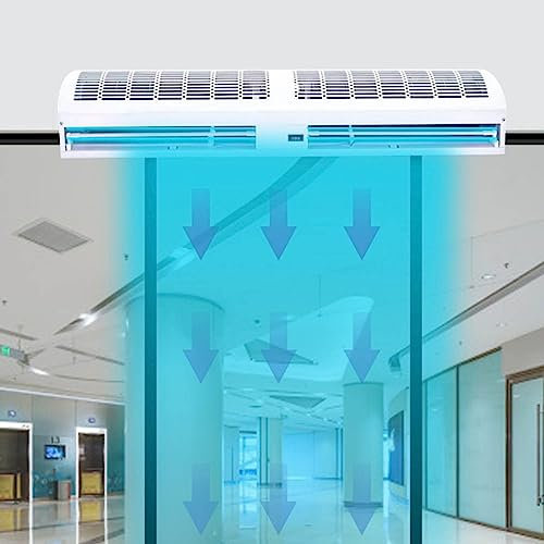 CUPLES Over Door Fan Air Curtain, 2 Kinds Of Wind Speed, Adjustable Wind Direction, With Remote Control, 60cm, 90cm, 100cm, 120cm, 150cm, Powerful Over Door Fan Air Curtains (Size : 60cm)