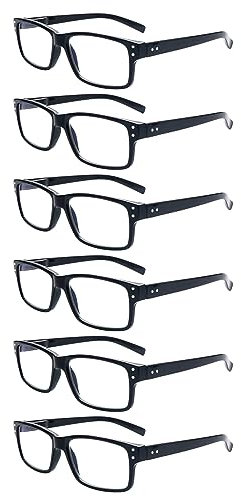 ZONLON 6 Pack Reading Glasses for Men Women Blue Light Blocking Lightweight Black Computer Readers with Spring Hinges 2.0 +