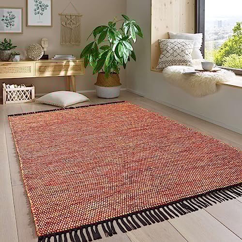 Taracarpet Handwebteppich Borkum Teppich fürs Wohnzimmer, Schlafzimmer und als Küchenteppich geeignet 100% Baumwolle Mehrfarbig 240x340 cm