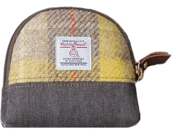 TAILORMAP Harris Tweed Nischen-Geldbörse, Lippenstift-Tasche, Mini-Kosmetiktasche, kleine Organizer-Tasche mit Reißverschluss für Damen und Herren, gelb, Art Plaid