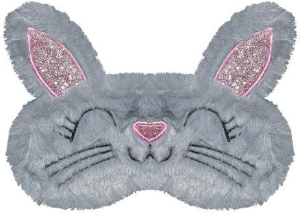 VerteLife Augenmaske für Schlafen, Niedliche Kaninchenohren Augenmaske Flaum Lustige Schlafmaske Kinder Herren Damen Augenbinde Schlafbrille für Reisen Nickerchen Party (Hasenohren,Graue)