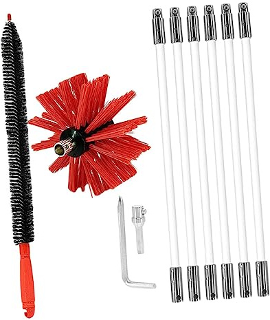 Mobestech Ausziehbares Kaminbürsten-Set Trockner-entlüftungsreiniger 6 Stangen Fusselrasierer Für Elektrische Bohrmaschinen Geeignet Für Formen