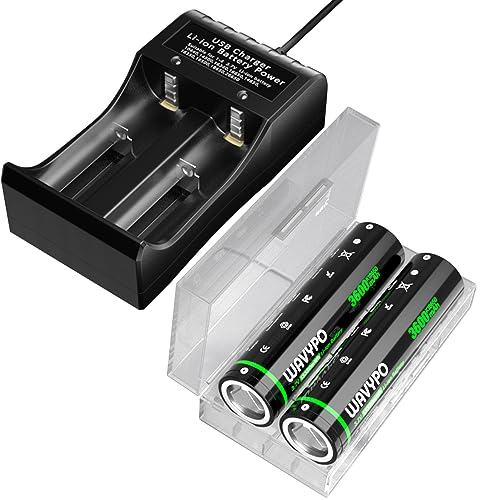 3600mAh Verbessert Hohe Kapazität Akku mit Smart Akku-Ladegerät für Taschenlampe Scheinwerfer-2 Stück