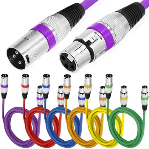 Xiatiaosann XLR to XLR Color Microphone Cable, 3-Pin XLR Male to Male MIC Patch Balanced Shielded Cable for Amplifier, Audio Sound Consoles (6 Pack, 1M/3.3FT)