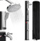 Vigevee Solardusche 60L Solar Gartendusche warmes Wasser Bis Zu 60°C ohne Stromanschluss Pooldusche Camping mit Fußdusche und schwenkbarem Regenduschkopf, inkl. Montagematerial, Silber-Schwarz
