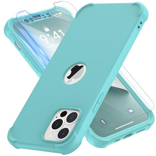 ORETECH for iPhone 12 Pro Max Case, with [2 x Screen Protectors] [10 Ft Military Grade Drop Test] [Camera Protection] 360° Shockproof Slim Thin Phone Case iPhone 12 Pro Max Cover 6.7 - Mint Green