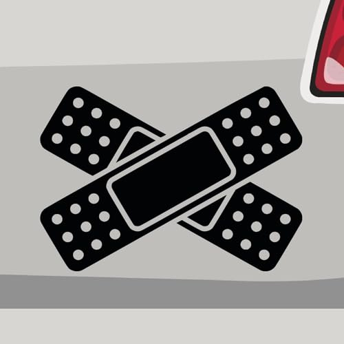 Stickerfreaks Pflaster Aufkleber Delle Sticker Unfall Kratzer Auto Beule Bike Decal Vinyl Aufkleber Größe: 17x12cm (L) | Farbe: 70-schwarz | Beule Sticker Kleber Deko Tuning JDM