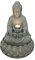 Dehner Gartenbrunnen Yoga, Solarbrunnen frostbeständig, Brunnen für Außen, mit LED Beleuchtung, ca. 55 x 36.5 x 36.5 cm, Polyresin, grau