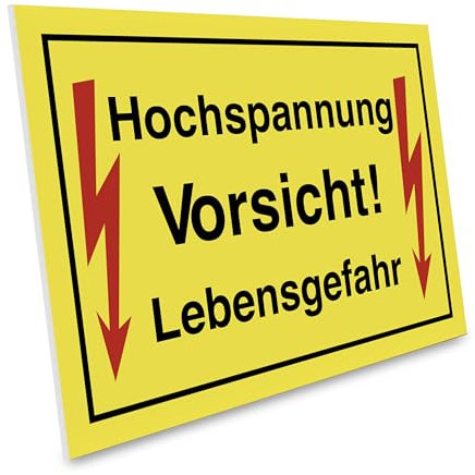 PRIMUS-PRINT – 1er Set- Vorsicht Hochspannung Lebensgefahr Schild – Warnschild für Elektrobereiche – Hochwertiger Aluminium Verbund oder Hartschaum – 20x30 cm – UV-beständig und wetterfest