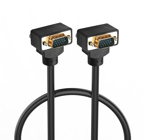 PNGKNYOCN 270 Grad VGA Kabel 0.5M, Aufwärtsbiegung VGA Stecker zu Aufwärtsbiegung VGA Stecker 15 Pin Full HD 1080P Hochauflösendes Videokabel (0.5M)