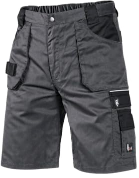 CXS Herren Arbeitsshorts Professionell - Sehr Stabile Strapazierfähige Shorts Arbeitshose Gartenhose Bundhose Gartenshorts (Grau - Schwarz, 68)