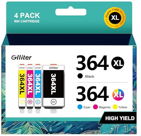 Glliter 364XL Patrone Kompatibel für 364 Druckerpatronen für Photosmart 5520 druckerpatronen 5510 5515 5524 6510 6520 7510 7520 Deskjet 3070A 3520 (4er-Pack)
