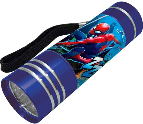 Marvel Spider-Man Mini Taschenlampe, Spider-Man Taschenlampen Design, 9 LEDs, Inklusive Handschlaufe, Geschenk für Kinder (Marineblau)
