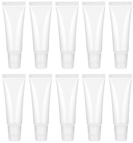 10 Stück Lipgloss Röhrchen 10ml Lippenbalsam Quetschtuben Transparente Weiche Tuben Lippenbalsam Röhrchen Lipgloss Tube nachfüllbare Lippenbalsam-Behälter für Kosmetik Toilettenartikel