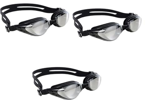 Parliky 3 Piezas gafas de natación seguridad decoración iridiscente Piscina gafas de ciencia lentes de natación natacion gafas natación swimming goggles gafas para adultos para nadar Black