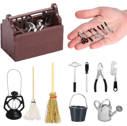 Kesote Wichtel Zubehör Weihnachten Wichtel Set Baustelle 14 PCS Wichtelzubehör 1/12 Puppenhaus Zubehör Miniatur Deko für Wichtelhaus Wichteltür Weihnachtswichtel Garten DIY
