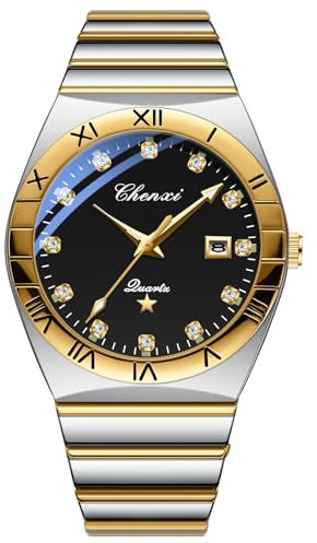 Avaner Uhren Herren Damen Edelstahl: Paar Armbanduhren mit Kalender Leuchtende Zeiger Skala wasserdichte Damenuhr Herrenuhr Quarz Uhr für Freizeit Business
