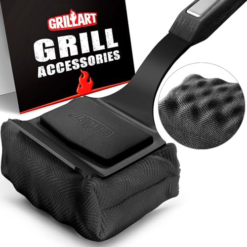 GRILLART SteamWizards Grillbürste, austauschbarer Reinigungskopf, nahtlose Passform, Schaber-Werkzeuge für Gusseisen-/Edelstahlroste Grillroste, sichere Grillreinigerbürste, Dunkelschwarz