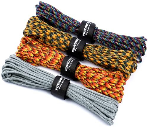 PUWOWYE 4mm Paracord 550 7 Fili Nylon Corda Tipo III Corda da Paracadute per Sopravvivenza, All'aperto, Fatto a Mano - 250kg Carico di Rottura, Ideale per Il Campeggio all'aperto e la Sopravvivenza