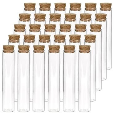 Reagenzglas 5 Stück 12 x 100 mm/15 x 100 mm/18 x 100 mm/20 x 100 mm/25 x 100 mm/40 x 100 mm Glas-Reagenzglas mit flachem Boden und Korkstopfen for verschiedene Arten von Tests FüR Diy-Basteleien, FlüS