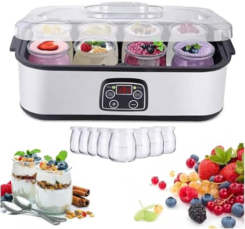 Mixtric Yogurtera Probiótica, Yogurtera Probiótica Casera, con Control De Temperatura Y Tiempo Ajustables, para Una Mejor Salud Intestinal,Plata