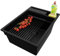 PRIMAGRAN Fregadero Cocina Todo Negro 38x53cm, Fregadero Granito 1 Seno + Sifón + Enrollable Escurridor, Fregadero sobre encimera al mueble 40cm - Oslo Pocket