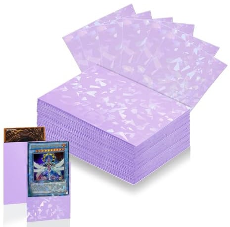 100 Count Pale Purple Card Sleeves for Trading Cards, Perfect Fit Shiny MTG Card Sleeves, Holographic Card Sleeve Fit for Magic, Photocard, TCG, Sports Cards, Yugioh Card, Game Card 66 * 91 mm