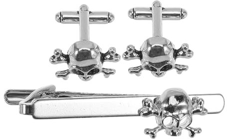 FRCOLOR Lot De 3 Pinces À Cravate Pour Homme Pinces À Cravate Pinces À Cravate De Mariage Boutons De Manchette Tête De Mort Pour Homme Pinces À Cravate Pour Homme Boutons De