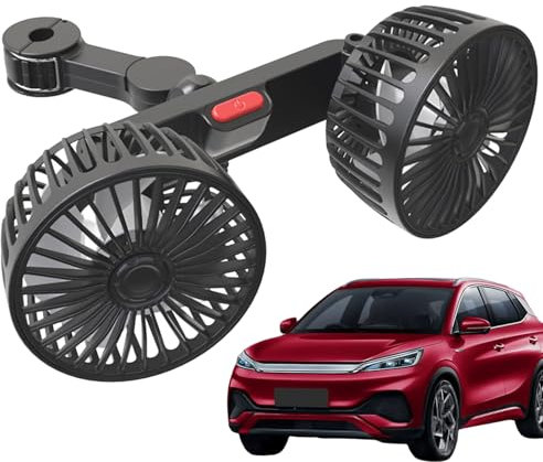 Lnhgh Ventiladores de Coche que Soplan Aire Frío,Ventilador de Coche USB - Ventilador USB de doble cabezal para asiento de coche - Reposacabezas, ventilador de aire de refrigeración giratorio de 360