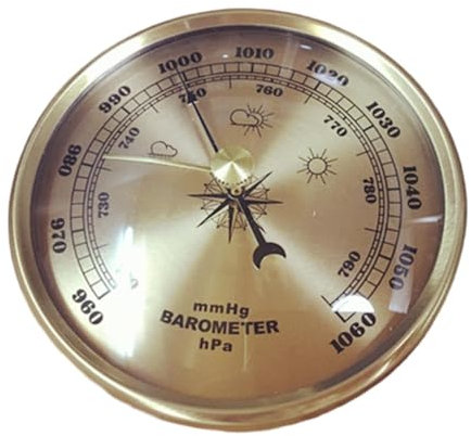 MagiDeal Mechanical 90mm Analog Pressure Gauge Gold Weather Station for Home Office Boat