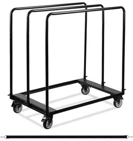 Vigevee Gipskartonwagen, Plattenwagen aus Eisen, Tragkraft 680 kg, mit 4 Lenkrollen mit Bremsen, geeignet für Gipskartonplatten, Holzplatten, Plattenwagen, Plattentransportwagen, schwarz