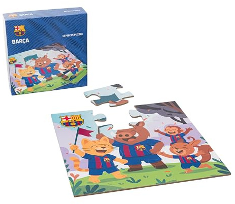 FC Barcelona - Kinderpuzzle - 12 große Teile ab 2 Jahren - Spielillustrationen - Lernspiel für Koordination und Logik - Offizielle Barça-Lizenz