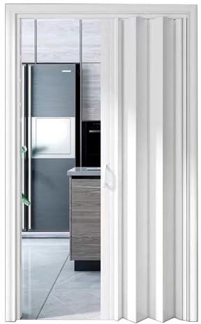 Falttür, Ziehharmonika-Tür, Falttüren Aus Vinyl In Eichenoptik For Türöffnungen, Aluminium-Schienensystem, Mehrfach Faltbare Speisekammer-Schrank-/Schlafzimmerpaneele(80x80in (203x203cm))