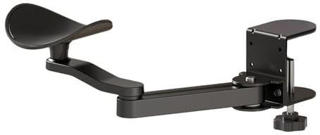RMNKTHC Justerbart armstöd för skrivbord, ergonomisk armstödsdyna för handleden, 360° roterbart armstöd av aluminiumlegering med klämfäste för kontor och hem (svart)