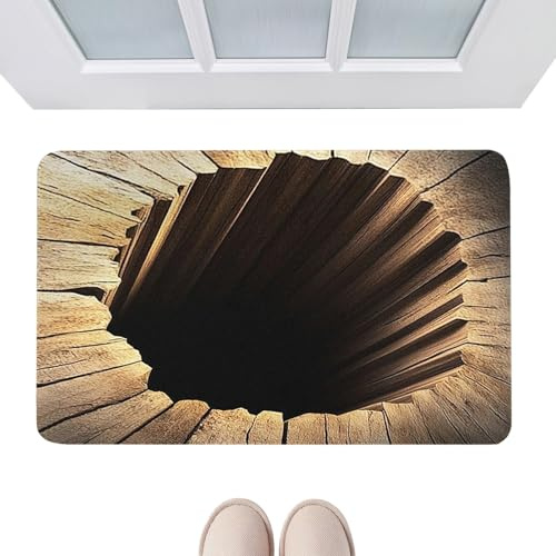 Befeixue Optische Täuschung Teppich,rutschfeste Endlos Abyss Bodenmatte - 50 x 80 cm Visuelle Falle Fußbodenteppiche - Für Außenbereich Badezimmer Haustür Schlafzimmer Balkon Wohnzimmer Garage