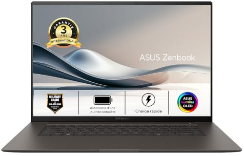 ASUS Zenbook S 16 16.0 OLED 120Hz PC Portable (AMD Ryzen AI 9 465 Processor jusqu'à 5.0GHz, 32Go LPDDR5X, 1To SSD, AMD Radeon Graphics, Windows 11 Home) – Clavier AZERTY sans Chargeur.