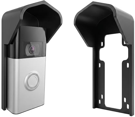 Decoralin Premium Rain Cover & Weather Shield for Ring Video Doorbell (Gen 1, 2, 3, 3 Plus & 4), Anti-Glare Sun Visor, No-Drill Installation, Designed & Made in Europe - Black