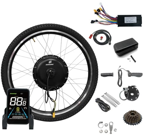 ESOULBIKE Rear Wheel Kit 1OOO/15OO Bike Conversion with 48V 20Ah Battery, Controller, PAS, Brake Sensor 26''/27.5''/28''/29''/700C