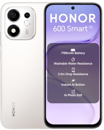 HONOR 600 Smart 5G Smartphone | 6.872-Inch Display | Snapdragon 4 Gen 4 | Dual Camera | MagicOS 10.0 | 27 Months UK Warranty