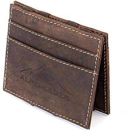 Alpenleder Portmonee - Magic Wallet (Handgefertigt) - Nachhaltiges Bio-Leder aus regionaler Landwirtschaft | Kartenetui mit Scheinfach, Portmonee Damen & Herren Leder *Fair Produziert* (10 x 8 x 1cm)