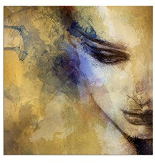 80x80cm - WANDBILD Frau Gesicht Kunst abstrakt - Leinwandbild auf Keilrahmen modern stilvoll - Bilder und Dekoration