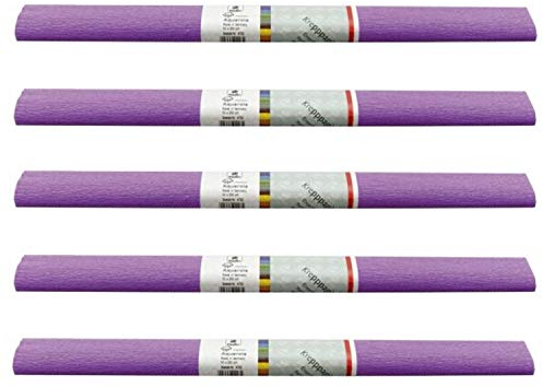 PARTY DISCOUNT wasserfestes Krepppapier | 250x50 cm | Feinkrepp Maibaum Dekoration Farbecht (Aubergine, 5 Rollen)