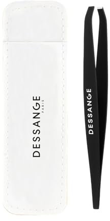 Dessange - Pince a Epiler - Mors Crabe - Noir - en Acier Inoxidable - Poil Fins - Pochette de Rangement - Anti-rouille - Accessoires Beauté - Confort