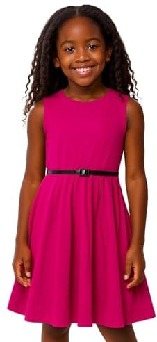 A2Z 4 Kids Girls Plain Skater Dress Party Fashion Summer - New Skater Dress Cerise 7-8